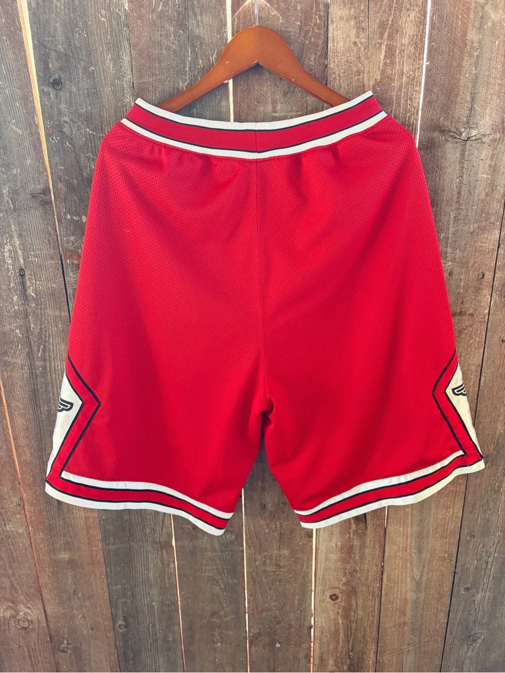 Air Jordan Red Y2K Athletic Basketball Shorts with White Trim